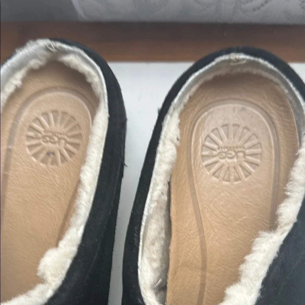 Black Shearling-Lined Slip-On Mules - Picture 5 of 6